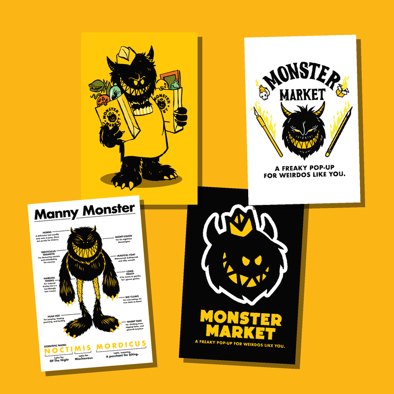 Monster Market postcard set (4)