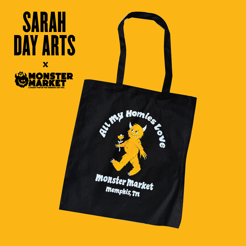 All My Homies Love Monster Market Tote Bag by Sarah Day Arts